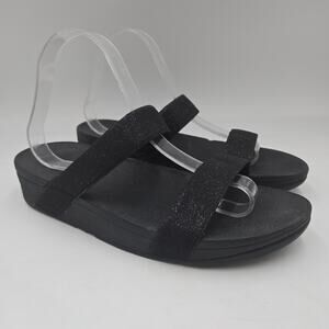 Fitflop Shimmy Black Strappy Size 10 M Slide Women's Sandals Comfort